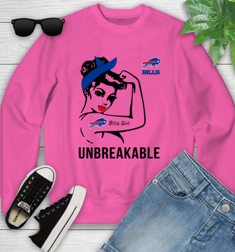 NFL Buffalo Bills Girl Unbreakable Football Sports Youth Sweatshirt Tee For Sports