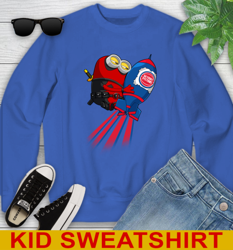 NBA Basketball Detroit Pistons Deadpool Minion Marvel Shirt Youth Sweatshirt 6