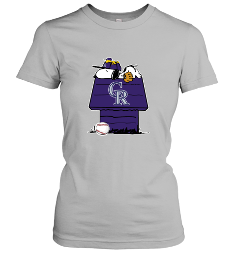 Colorado Rockies Snoopy And Woodstock Resting Together MLB Women's T-Shirt