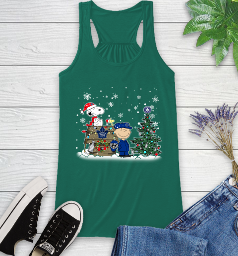 NHL Toronto Maple Leafs Snoopy Charlie Brown Woodstock Christmas Stanley Cup Hockey Racerback Tank 6