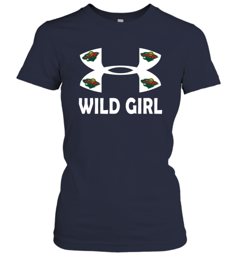NHL Minnesota Wild Girl Under Armour Hockey Sports nKts5xDByyt ladies t shirt 20 95 151514 front navy