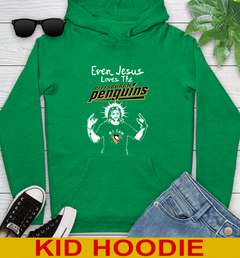 Pittsburgh Penguins NHL Hockey Even Jesus Loves The Penguins Shirt Youth Hoodie 8