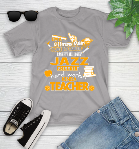 Utah Jazz NBA I'm A Difference Making Student Caring Basketball Loving Kinda Teacher Youth T-Shirt 4