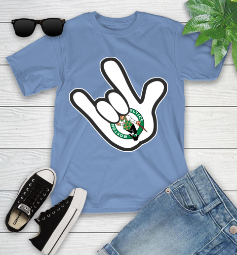 Boston Celtics NBA Basketball Mickey Rock Hand Disney Youth T-Shirt 11