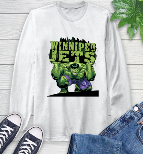 Winnipeg Jets NHL Hockey Incredible Hulk Marvel Avengers Sports Long Sleeve T-Shirt