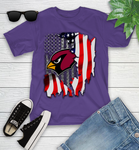 Arizona Cardinals NFL Football American Flag Youth T-Shirt 3