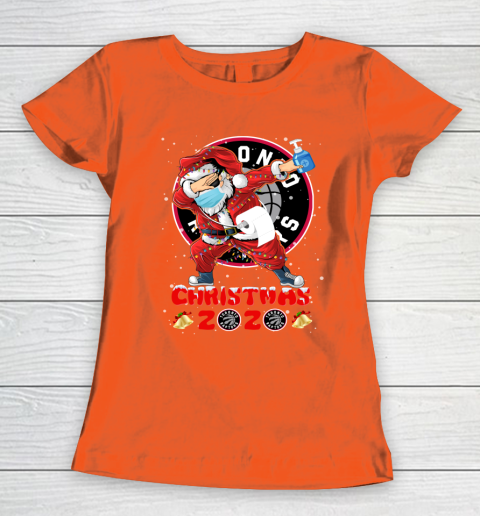 Toronto Raptors Funny Santa Claus Dabbing Christmas 2020 NBA Women's T-Shirt 3