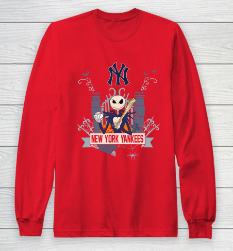MLB New York Yankees Baseball Jack Skellington Halloween Long Sleeve T-Shirt 7