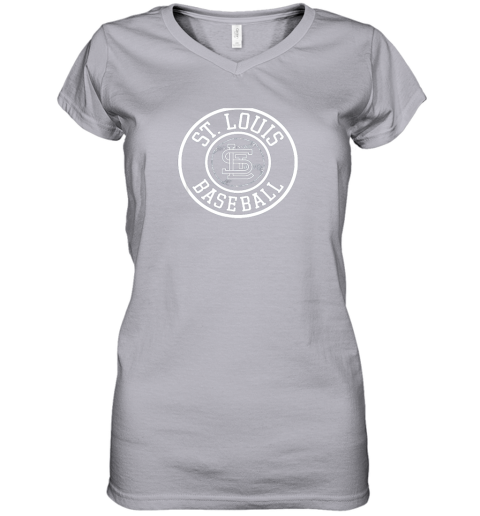 wsv3 vintage st louis baseball missouri cardinal badge gift women v neck t shirt 39 front sport grey