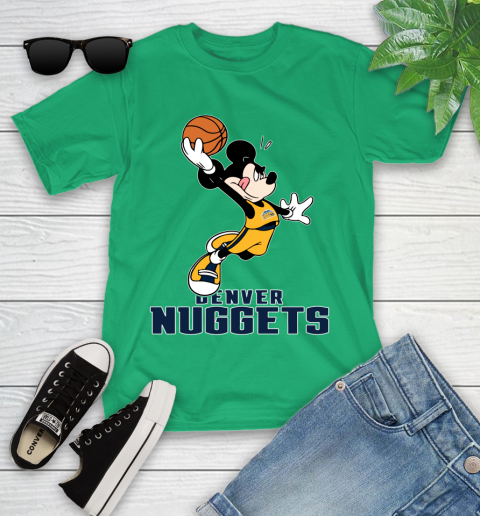 NBA Basketball Denver Nuggets Cheerful Mickey Mouse Shirt Youth T-Shirt 6
