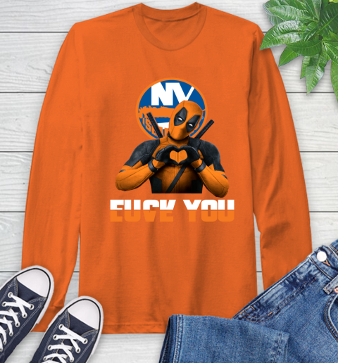 NHL New York Islanders Deadpool Love You Fuck You Hockey Sports Long Sleeve T-Shirt 4