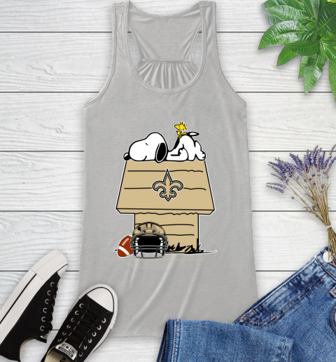 New Orleans Saints NFL Football Snoopy Woodstock The Peanuts Movie Racerback Tank