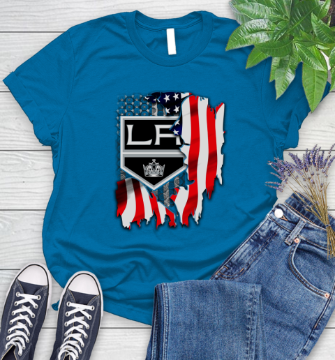 Los Angeles Kings NHL Hockey American Flag Women's T-Shirt 10