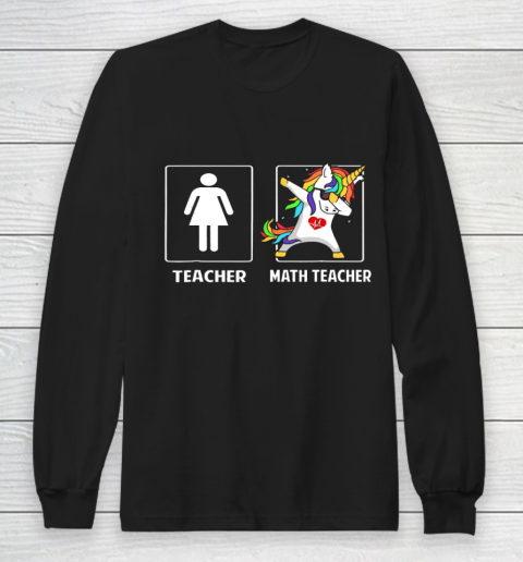 Math Teacher Unicorn Dabbing Funny T Shirt Gifts Dab Dabs Long Sleeve T-Shirt