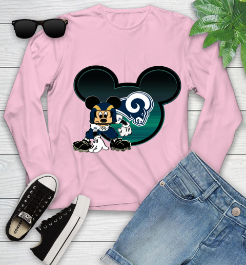 NFL Los Angeles Rams Mickey Mouse Disney Football T Shirt Youth Long Sleeve 10