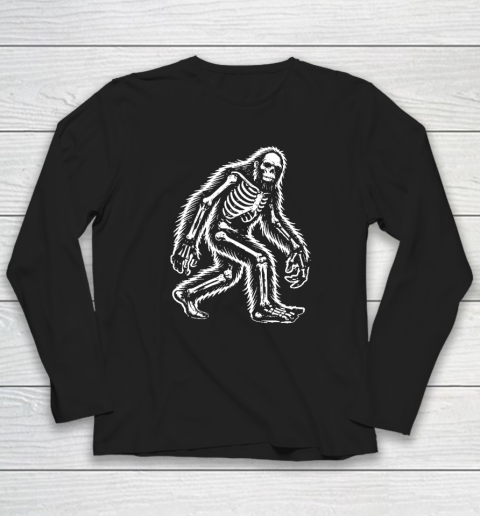 Funny Bigfoot Sasquatch Halloween Skeleton Long Sleeve T-Shirt