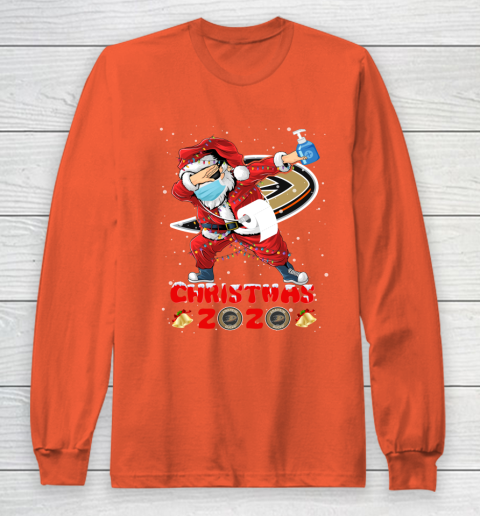 Anaheim Ducks Funny Santa Claus Dabbing Christmas 2020 NHL Long Sleeve T-Shirt 3