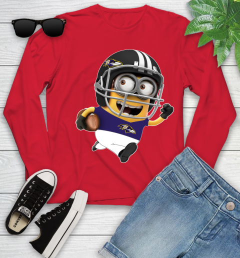 NFL Baltimore Ravens Minions Disney Football Sports Youth Long Sleeve 11
