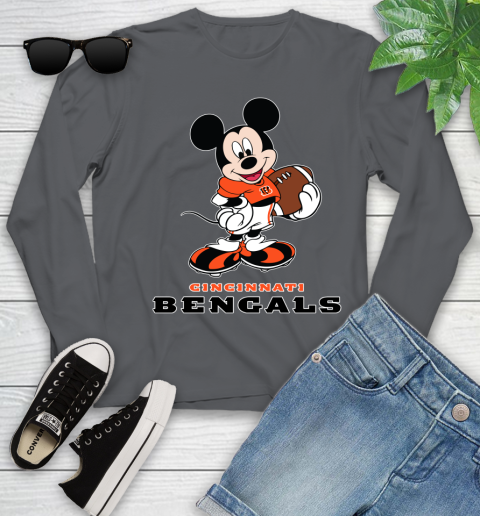 NFL Football Cincinnati Bengals Cheerful Mickey Mouse Shirt Youth Long Sleeve 8