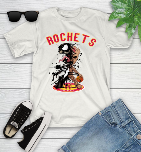 NBA Houston Rockets Basketball Venom Groot Guardians Of The Galaxy Youth T-Shirt