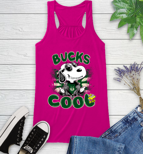 NBA Basketball Milwaukee Bucks Cool Snoopy Shirt Racerback Tank 5