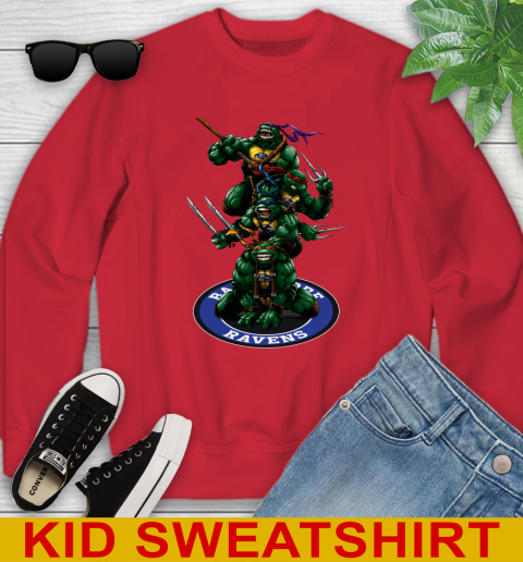 NFL Football Baltimore Ravens Teenage Mutant Ninja Turtles Shirt Youth Sweatshirt 8