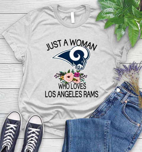 NFL Just A Woman Who Loves Los Angeles Rams Football Sports Women's T-Shirt