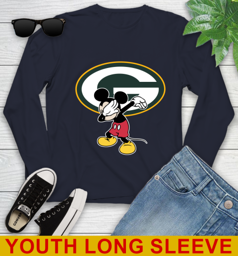 Green Bay Packers NFL Football Dabbing Mickey Disney Sports Youth Long Sleeve 3
