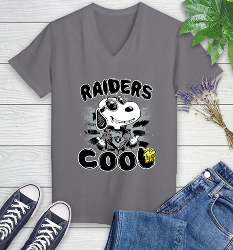 NFL Football Oakland Raiders Cool Snoopy Shirt Women's V-Neck T-Shirt 9