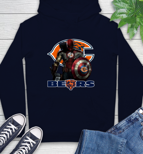 NFL Captain America Thor Spider Man Hawkeye Avengers Endgame Football Chicago Bears Hoodie 4