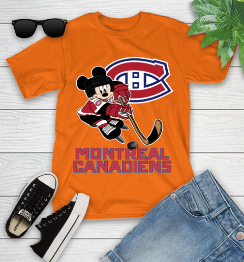 NHL Montreal Canadiens Mickey Mouse Disney Hockey T Shirt Youth T-Shirt 7