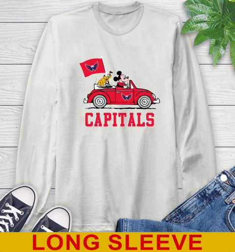 NHL Hockey Washington Capitals Pluto Mickey Driving Disney Shirt Long Sleeve T-Shirt 12