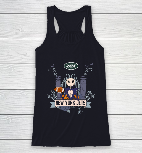 NFL New York Jets Football Jack Skellington Halloween Racerback Tank 7