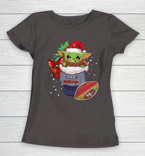 San Francisco 49ers Christmas Baby Yoda Star Wars Funny Happy NFL Women's T-Shirt 8