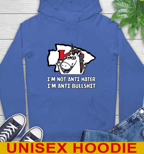 Kansas City Chiefs NFL Football Unicorn I'm Not Anti Hater I'm Anti Bullshit Hoodie 9