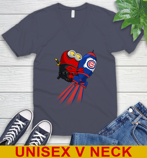 MLB Baseball Chicago Cubs Deadpool Minion Marvel Shirt V-Neck T-Shirt 7