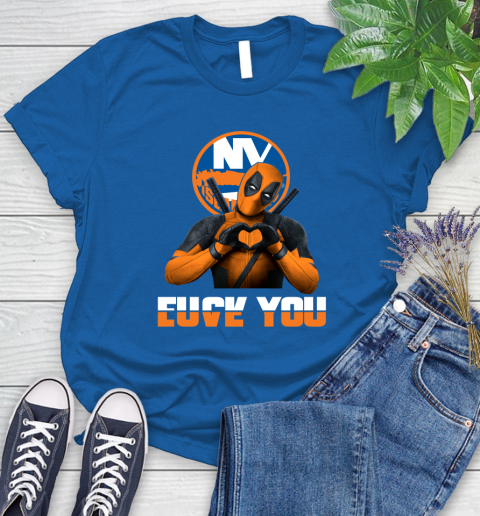 NHL New York Islanders Deadpool Love You Fuck You Hockey Sports Women's T-Shirt 12