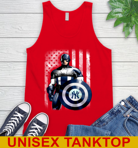 New York Yankees MLB Baseball Captain America Marvel Avengers American Flag Shirt Tank Top 5