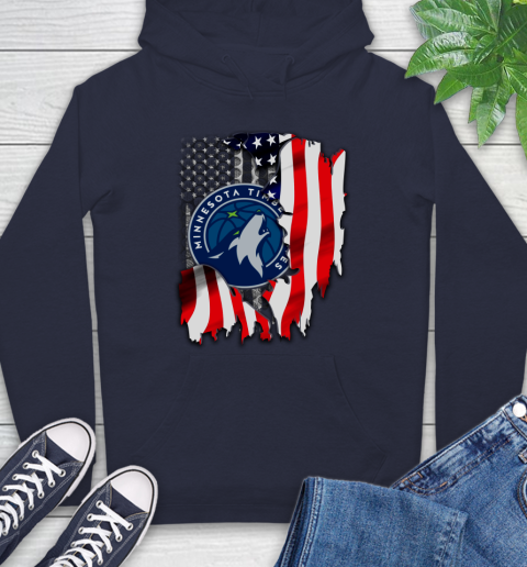 Minnesota Timberwolves NBA Basketball American Flag Hoodie 3