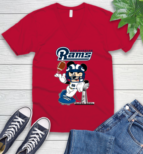 NFL Los Angeles Rams Mickey Mouse Disney Super Bowl Football T Shirt V-Neck T-Shirt 8
