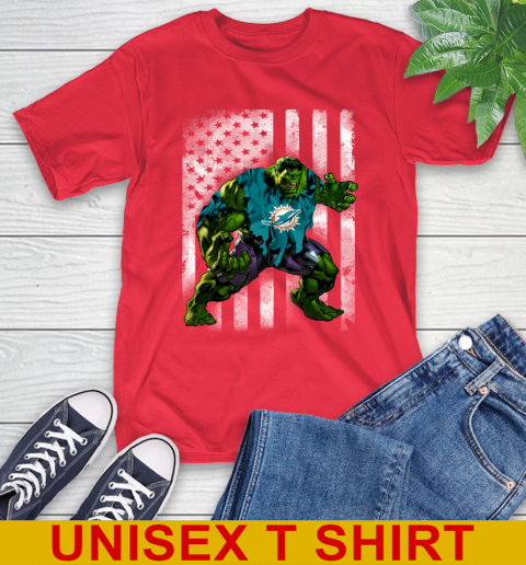Miami Dolphins Hulk Marvel Avengers NFL Football American Flag T-Shirt 12