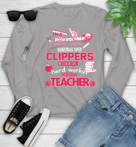 LA Clippers NBA I'm A Difference Making Student Caring Basketball Loving Kinda Teacher (1) Youth Long Sleeve 5