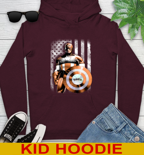 San Francisco Giants MLB Baseball Captain America Marvel Avengers American Flag Shirt Youth Hoodie 7