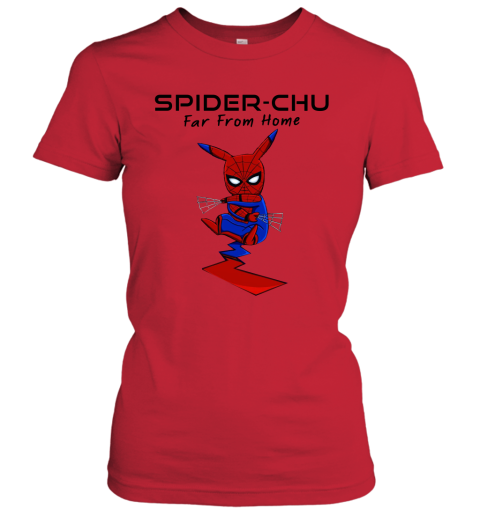 etkf spider chu far from home spider man pokemon pikachu mashup shirts ladies t shirt 20 front red