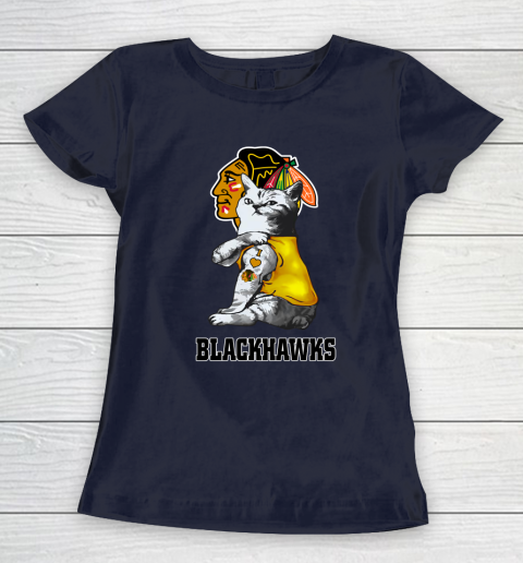 NHL My Cat Loves Chicago Blackhawks Hockey Women's T-Shirt 2