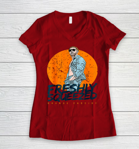 Wrestling Freshly Squeezed Orange Cassidy AEW Wrestler Women's V-Neck T-Shirt 6