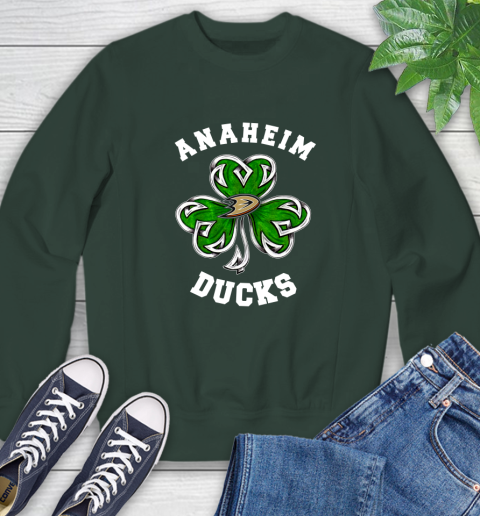 NHL Anaheim Ducks Three Leaf Clover St Patrick's Day Hockey Sports Sweatshirt 12