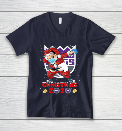Sacramento Kings Funny Santa Claus Dabbing Christmas 2020 NBA V-Neck T-Shirt 2