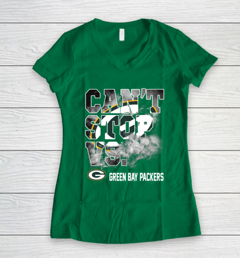 NFL Green Bay Packers Can't Stop Vs Women's V-Neck T-Shirt 3