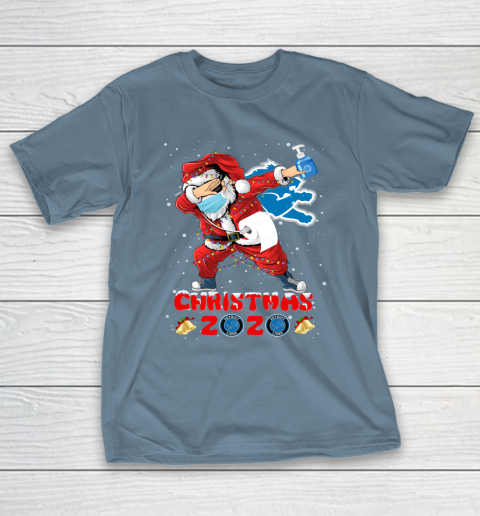 Detroit Lions Funny Santa Claus Dabbing Christmas 2020 NFL T-Shirt 6